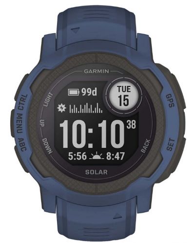 Смарт часовник Garmin - Instinct 2 Solar, 45mm, тъмносин - 1